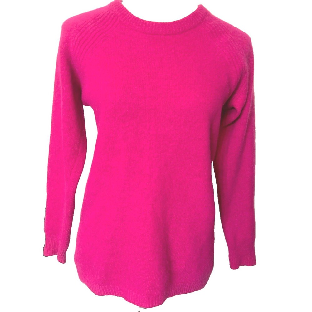 VTG Rafaella Angora Lambswool Size S Sweater Hot Pink Fuchsia Pullover Classic